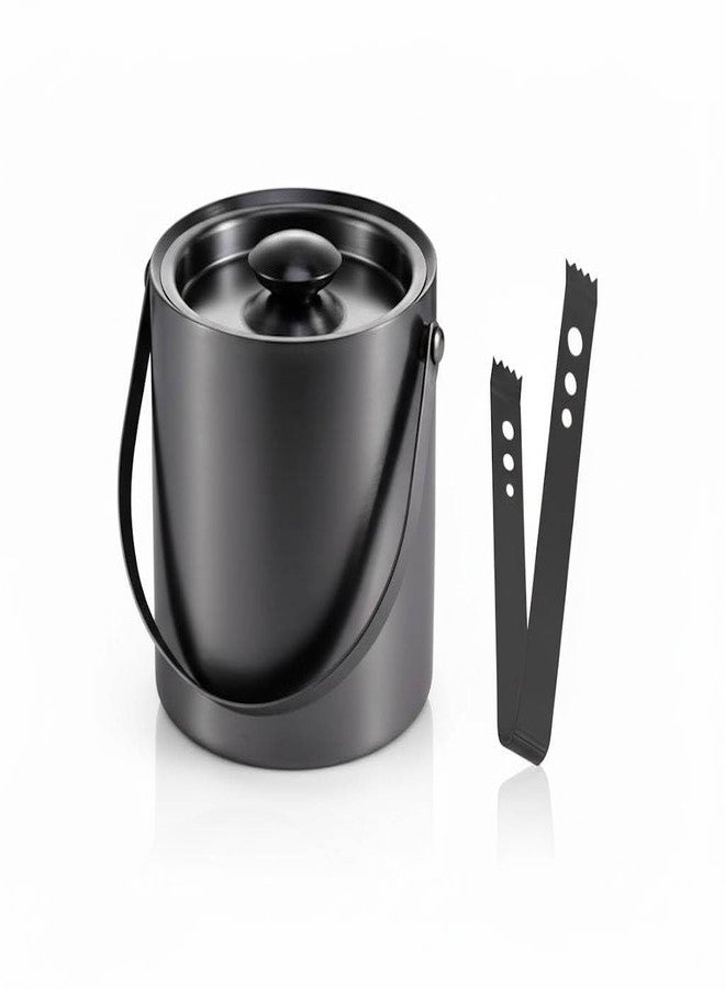 finality Stainless Steel Insulated Double Walled Black Ice Bucket with Lid & Handle, 1.5L, Ice Tong, Keeps Ice Cold for Long Hours, Bar Tools for Home Bar Accessories, Mini Bar - Image 1
